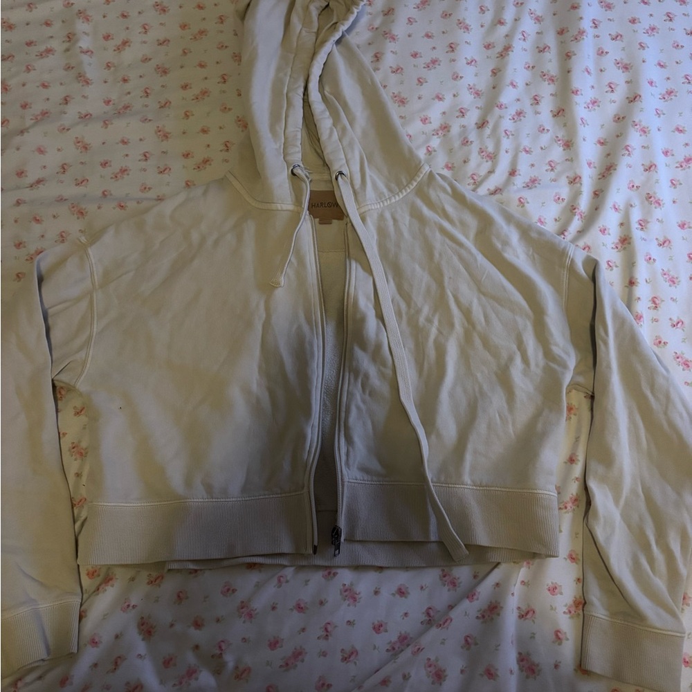 Harlow Cream Cropped Hoodie with Zip